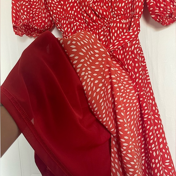 Flare Mini Dress | Knee-High dress | Medium | White & Orange - Picture 4 of 5